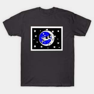 Funny Cow with Moon with Stars T-Shirt